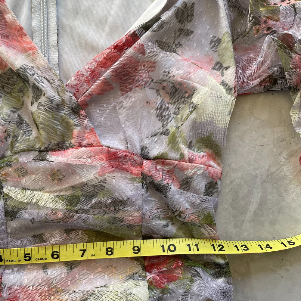 Asos Floral Kentucky Derby Dress Womens 8 Ethereal Mesh Romantic Cottage - Picture 9 of 10